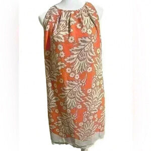 LOFT Floral Print Lace Bottom Halter Dress Size 6 Back Keyhole Zip Closure laced